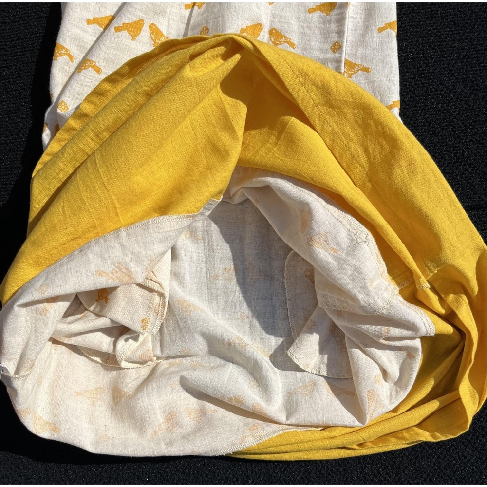 Mother Earth Dress Womens XS White Yellow Bird Print Sleeveless Pockets A-Line - Picture 10 of 12